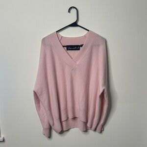 Parrish La Cashmere Pink V-Neck Sweater